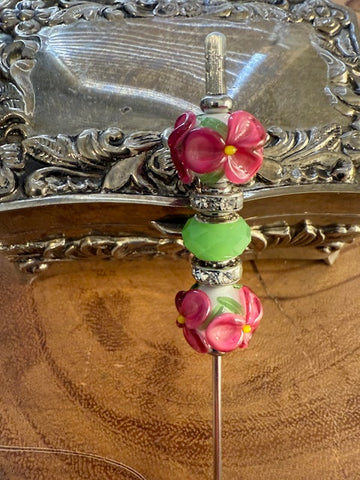 Dark Pink Stunner Cigar Poker with Rhinestones with Hand Blown Beads