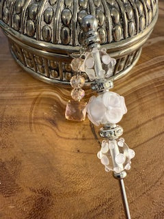 Light Pink Stunner with Hand Blown Beads and a Large Rhinestone