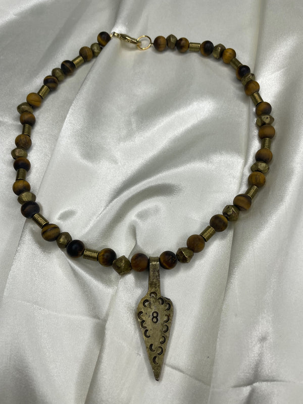 Brown Tiger Eye Necklace with number 8