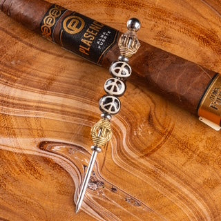 Wood Peace Beaded Cigar Poker