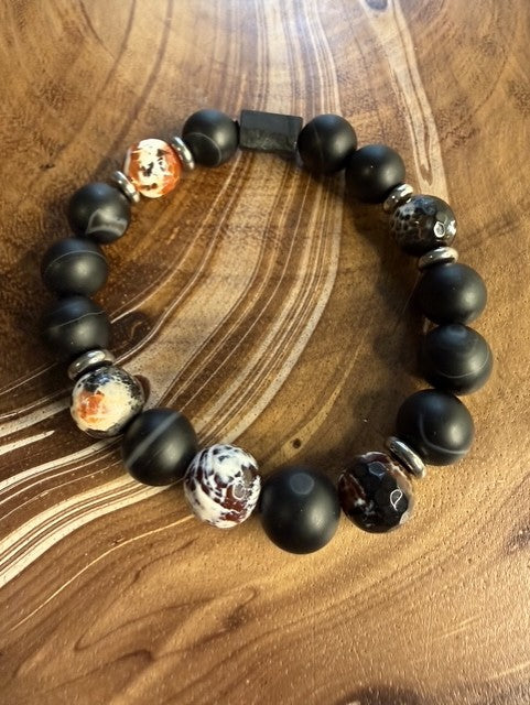 Black onyx and Black and Red Onyx Beads