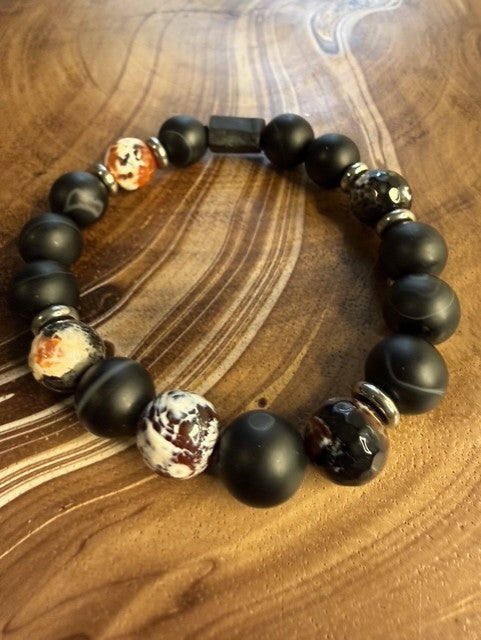 Black onyx and Black and Red Onyx Beads