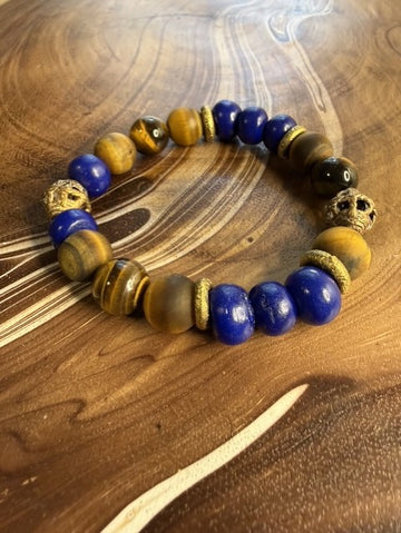 Blue Beads and Tiger Eye Bracelet