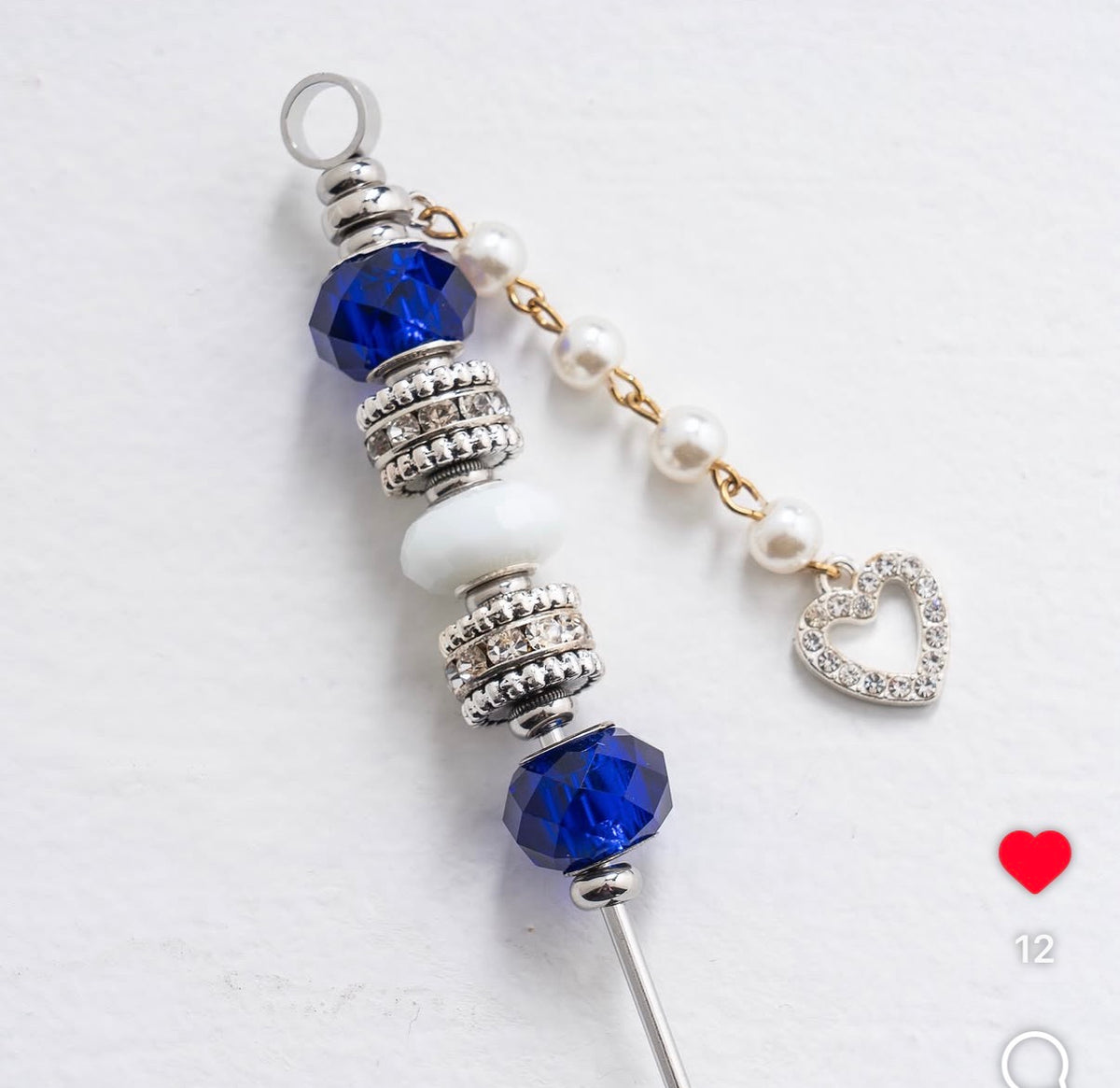 Blue Rhinestone Heart Cigar Poker