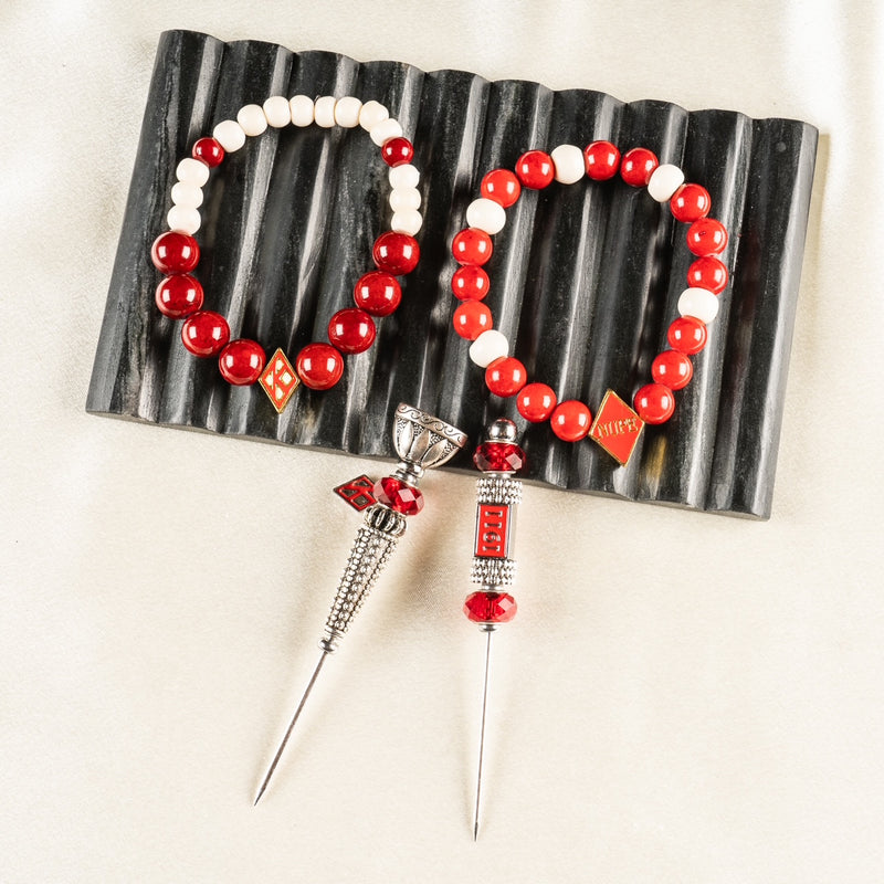 Kappa Alpha Psi Beaded Bracelet with Floating "K"