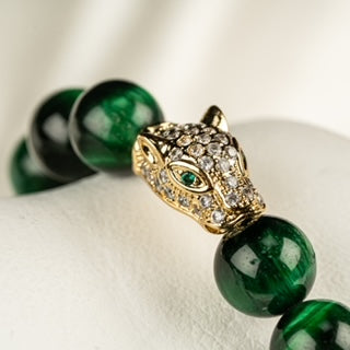 Gold panther with Green Tiger Eye Bracelet