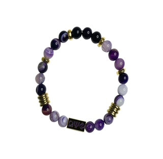Omega Psi Phi Fraternity Bracelet with Charm Omega and 1911 Charm Purple Agate beads