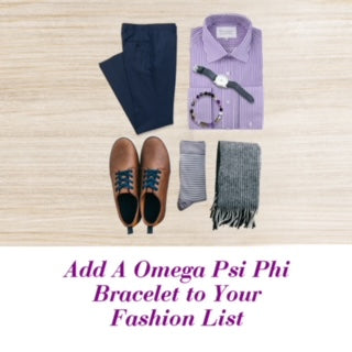 Omega Psi Phi Fraternity Bracelet with Charm Omega and 1911 Charm Purple Agate beads