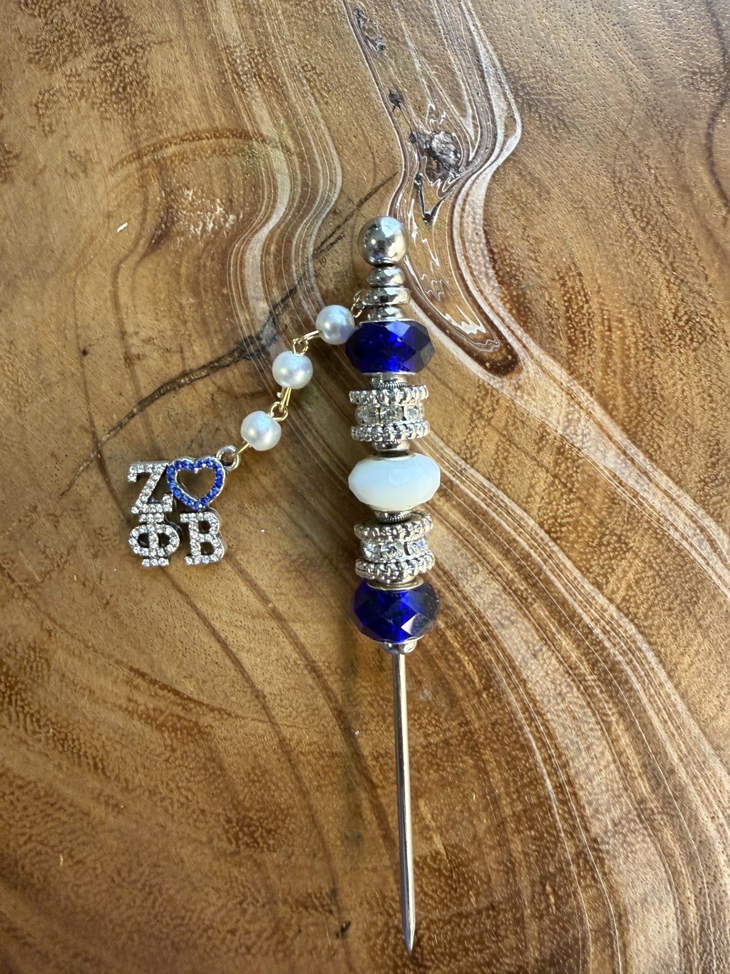 Zeta - Blue and White Rhinestone Cigar Poker