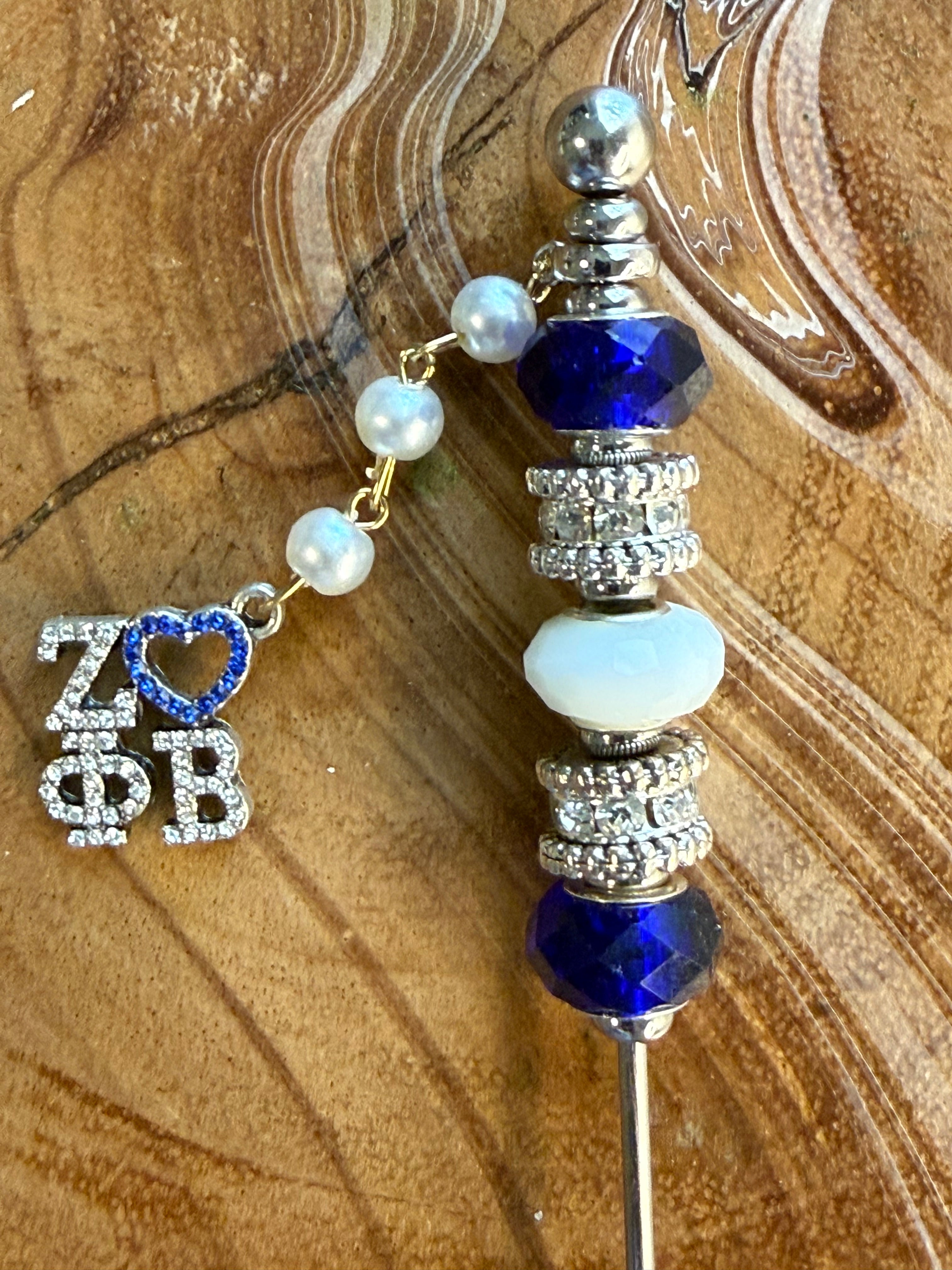 Zeta - Blue and White Rhinestone Cigar Poker
