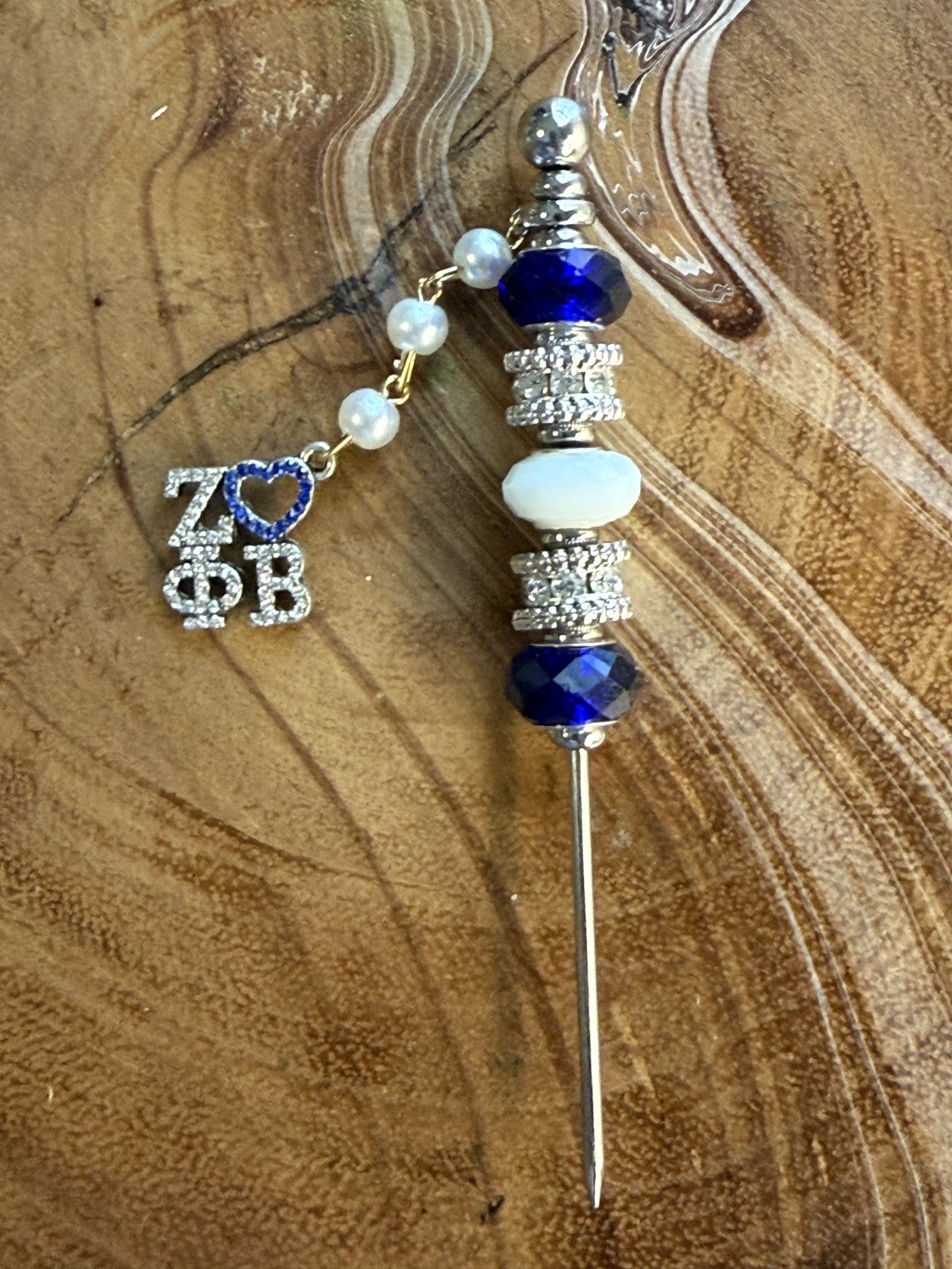 Zeta - Blue and White Rhinestone Cigar Poker