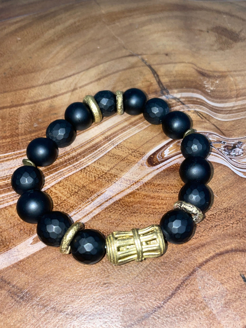 Black Onyx with Wood & Gold Accents