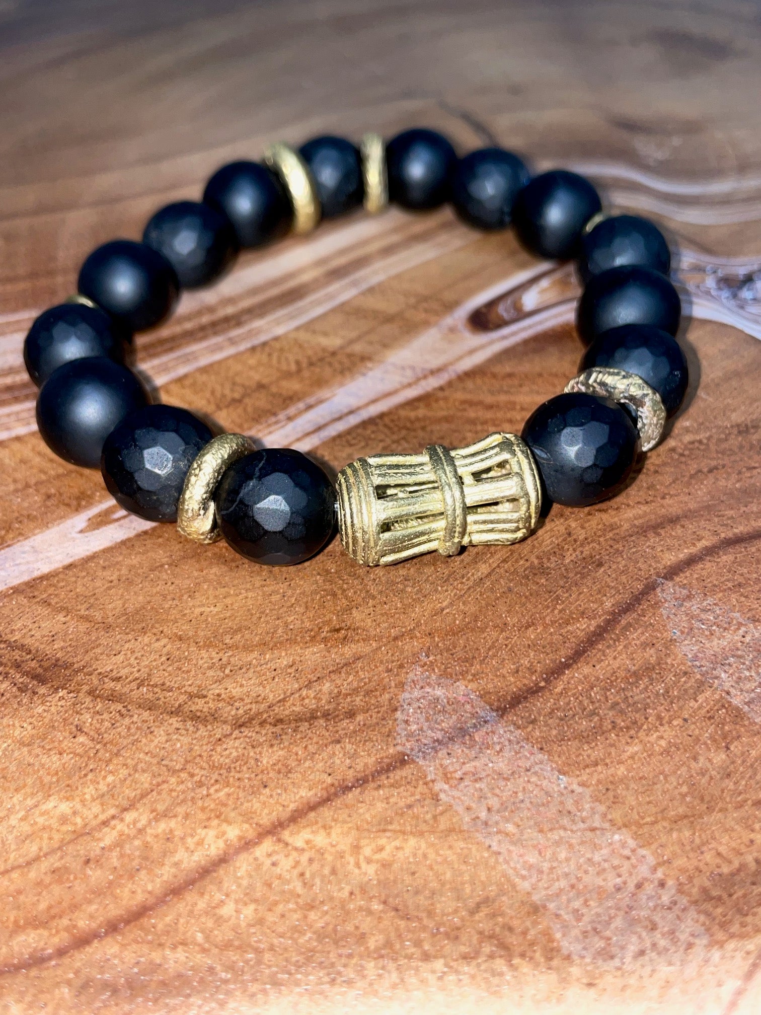 Black Onyx with Wood & Gold Accents