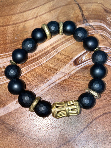 Black Onyx with Wood & Gold Accents