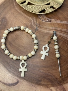 "White Party" Bone Bracelet and Poker Set